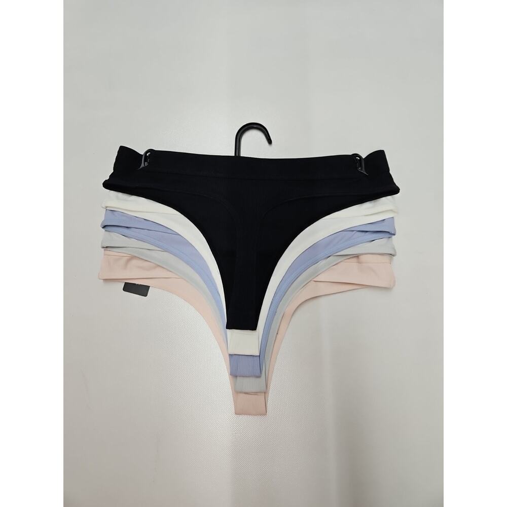 Express Woman's Soft Rib Thong Small Multicolor 5 Pack - Picture 4 of 9